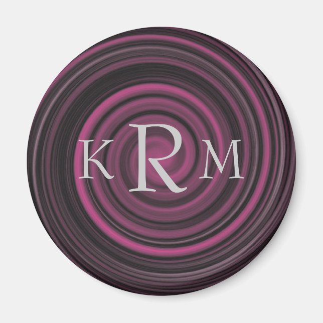 Monogram Initialer Plommon Virvlar Personlig Magnet (Framsidan)