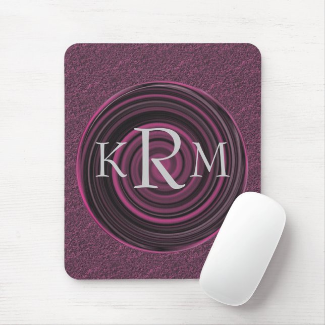 Monogram initialer plommon virvlar Personlig Musmatta (Med mus)