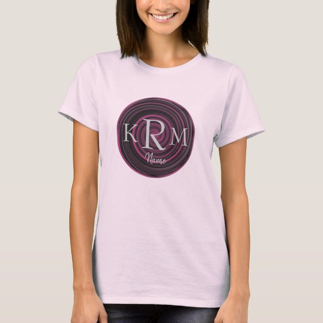 Monogram Initialer Plommon Virvlar Personlig T Shirt (Framsida)