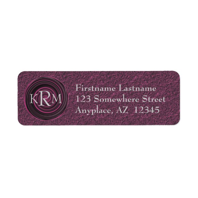 Monogram initialer plommon virvlar returadress  etikett (Framsidan)