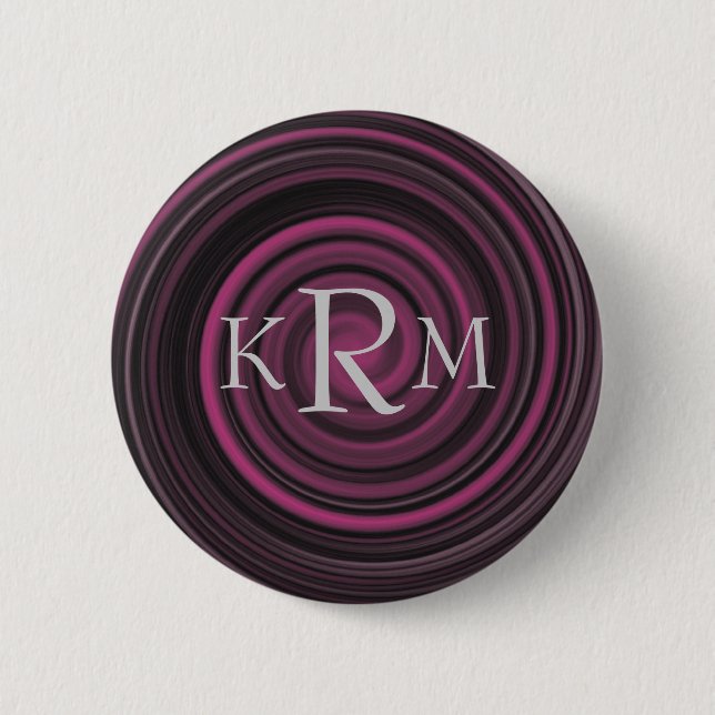 Monogram Initialer Plum Swirl Anpassade Button Knapp (Framsida)