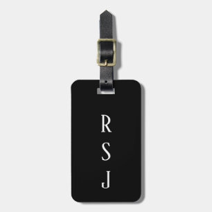 Monogram Initialer Present Anpassat Namn Svart Vit Bagagebricka