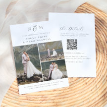 Monogram Initialer QR-kod 3 Photo Collage Bröllop
