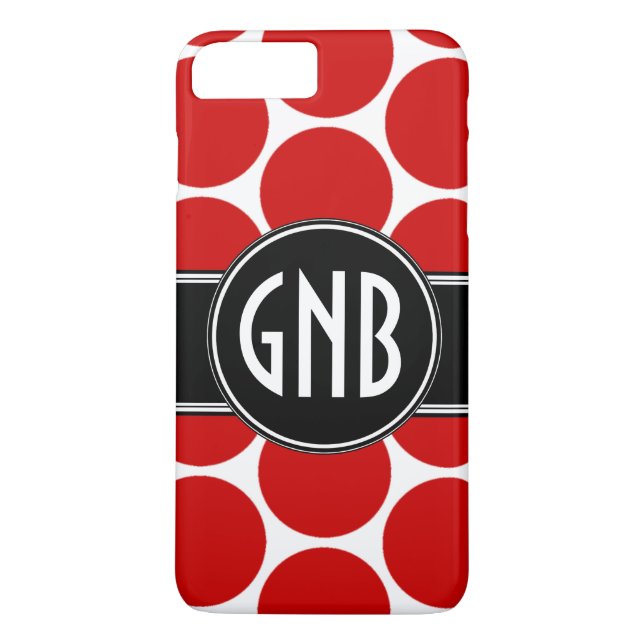 MONOGRAM INITIALER RED POLKA DOTS Case-Mate iPhone SKAL (Baksida)