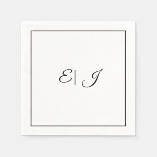 Monogram Initialer Retro Stil Elegant Bröllop Pappersservett