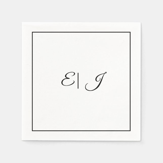 Monogram Initialer Retro Stil Elegant Bröllop Pappersservett (Framsidan)