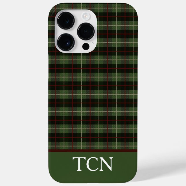Monogram initialer röd grön svart rutig Tartan  (Baksida)