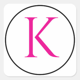 Monogram Initialer Rosa Svart Vitt Enkel Minimal Fyrkantigt Klistermärke
