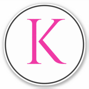 Monogram Initialer Rosa Svart Vitt Enkel Minimal Klistermärken