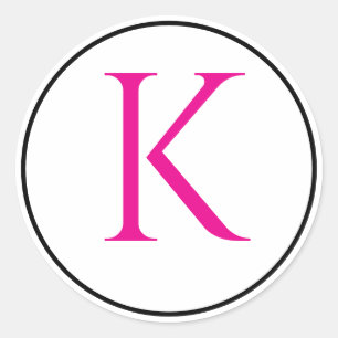 Monogram Initialer Rosa Svart Vitt Enkel Minimal Runt Klistermärke