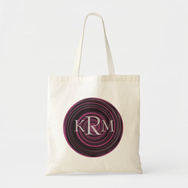 Monogram initialer Rosa svarta virvlar Personlig Tygkasse (Framsidan)