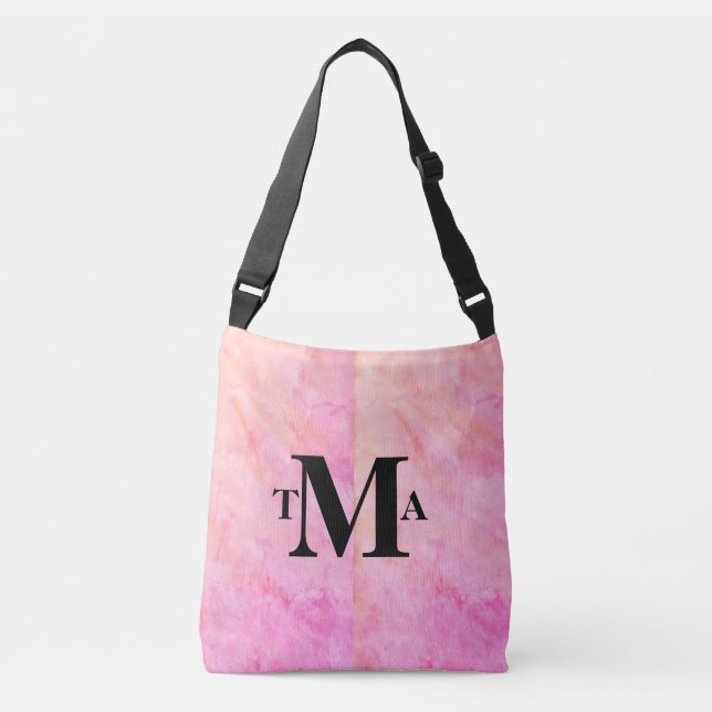 Monogram Initialer Rosa Watercolor Axelväska (Framsida)
