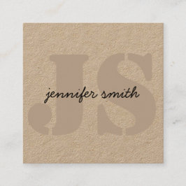Monogram Initialer Rustic Brown med Social Media Fyrkantigt Visitkort
