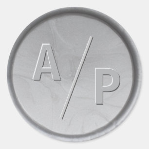 Monogram Initialer Silver Vax sälstreck Runt Klistermärke