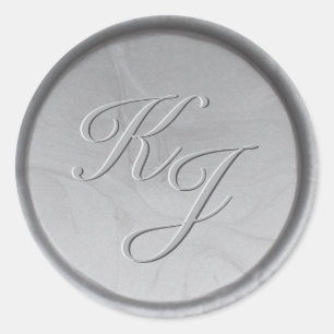 Monogram Initialer Silver Vax sälstreck Runt Klistermärke
