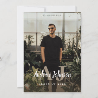 Monogram Initialer Studenten, meddelande för killa Inbjudningar