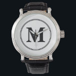 Monogram initialer, svart och vitt armbandsur<br><div class="desc">Personlig med din första monogrammerade utformning i den här moderna och enkla designen kommer att ge stil en fantastisk gåva. Du kan också anpassa den genom att lägga till ett eget monogram eller fotografi för alla särskilda tillfällen i ditt liv för dig och dina kära (födelsedag, party, valentines day, jul......</div>