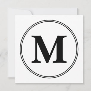 Monogram initialer, svart och vitt inbjudningar