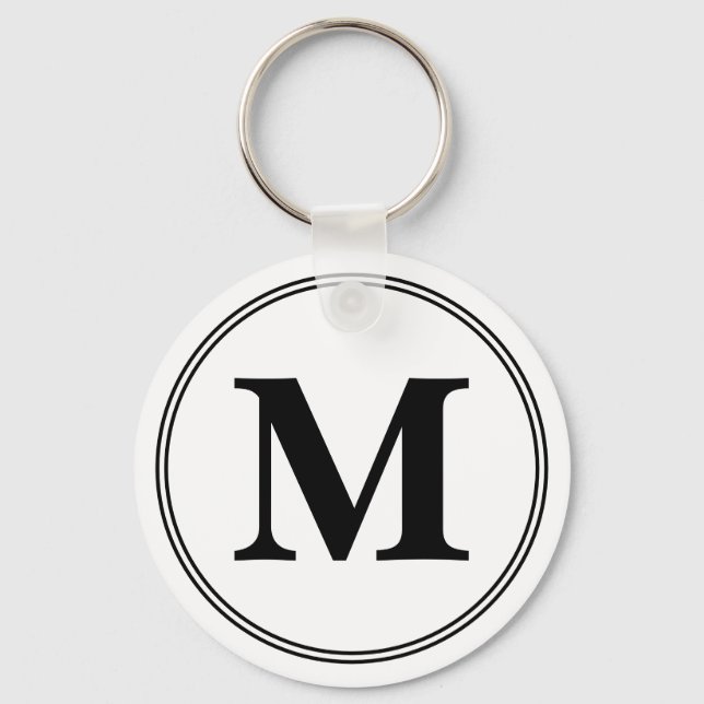 Monogram initialer, svart och vitt nyckelring (Framsida)