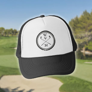 Monogram initialer svart-vit golf keps