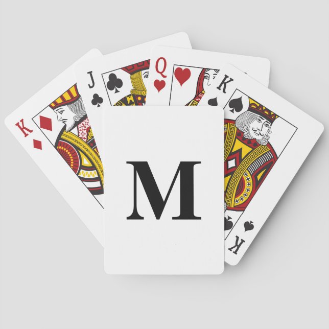 Monogram initialer Svart Vitt Anpassat Namn Presen Casinokort (Baksidan)