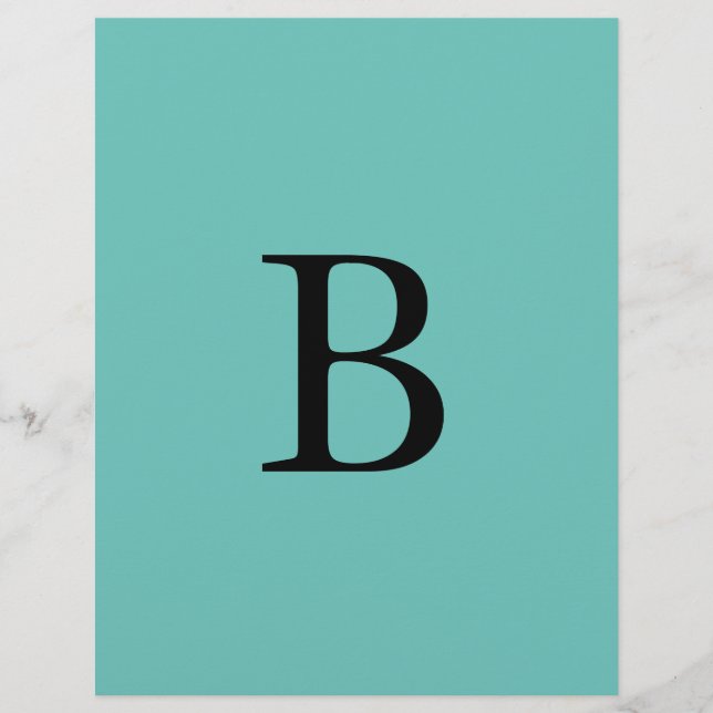 Monogram Initialer Teal Blue Colorful Custom Name Brevhuvud (Framsida)