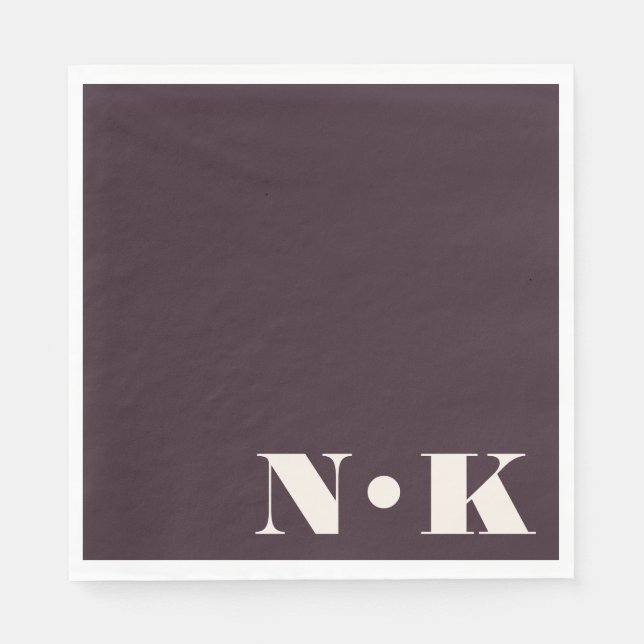 Monogram Initialer Vinter Plommon Anpassad Bröllop Pappersservett (Framsidan)