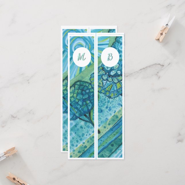 Monogram Initialer Whimsical Two Bokmärken (Fram/Back In Situ)