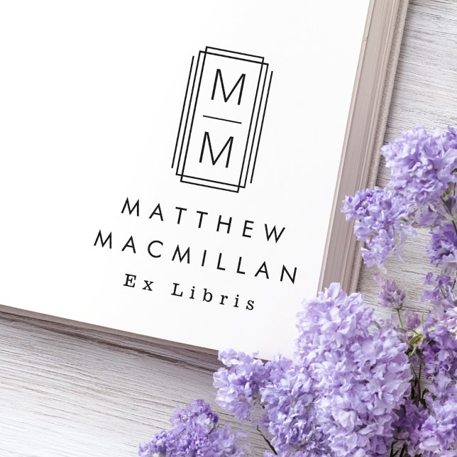 Monogram initials and name Ex libris library book Stämpel (Monogram initials and name Ex libris library book Rubber Stamp)