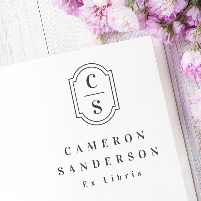 Monogram initials elegant border Ex Libris book Stämpel (Monogram initials elegant border Ex Libris book Rubber Stamp)