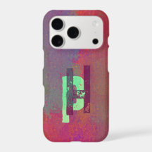 Monogram Initials Grunge Funky Purple Green Art