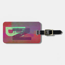 Monogram Initials Grunge Funky Purple Green Art Bagagebricka