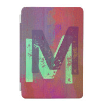 Monogram Initials Grunge Funky Purple Green Art