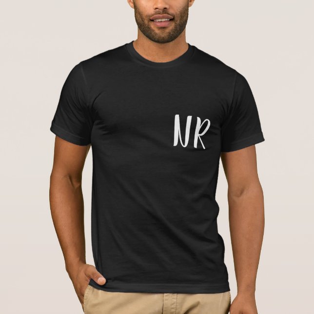 Monogram Initials Modern Black Elegant Design T Shirt (Framsida)