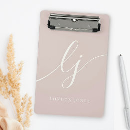 Monogram Initials Professional Minimal Rose Ivory