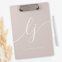 Monogram Initials Professional Rose Ivory Script