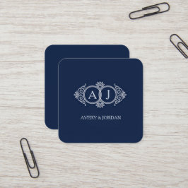 Monogram initials wedding  frame minimal design  fyrkantigt visitkort