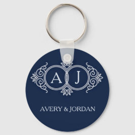 Monogram initials wedding  frame minimal design  nyckelring