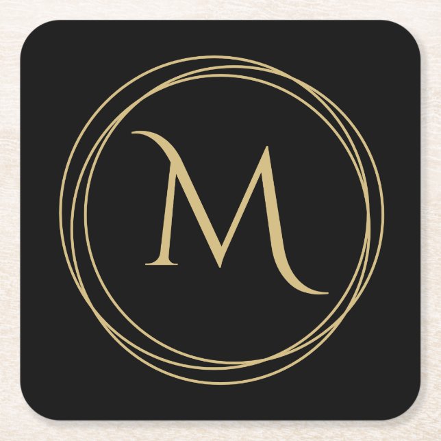Monogram initialt i cirklar underlägg papper kvadrat (Framsidan)