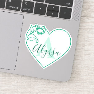 Monogram Initialt Namn Romantisk Tulpan Hjärtan Klistermärken