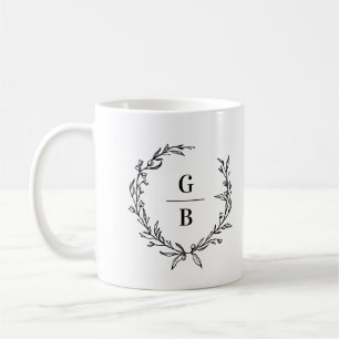 Monogram inledande andningsfoto, modern kaffemugg