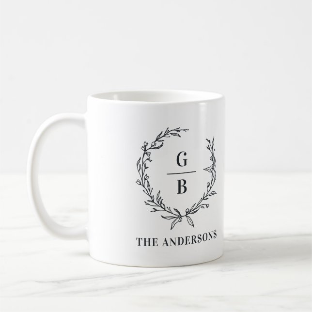 Monogram inledande andningsfoto, modern kaffemugg (Vänster)