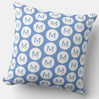 Monogram Inledande cirkel Mönster Blue Personlig Kudde