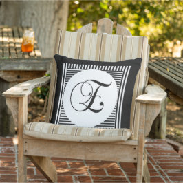 Monogram inledande E Black White Kudde