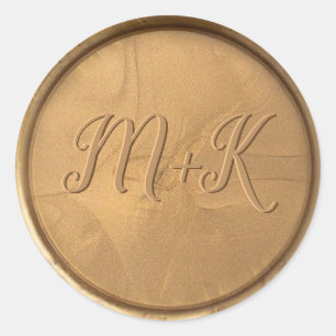 Monogram inledande försegling för förseglingen Gul Runt Klistermärke