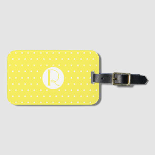 Monogram Inledande ljusvit Gult Polka dots Bagagebricka