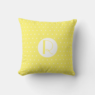Monogram Inledande ljusvit Gult Polka dots Kudde