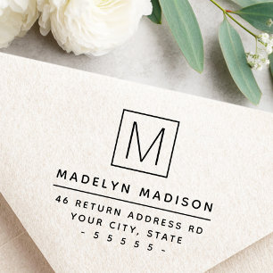 Monogram inledande minsta returadress stämpel