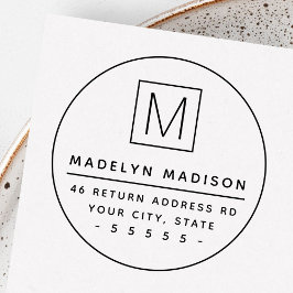 Monogram inledande minsta runda returadress stämpel