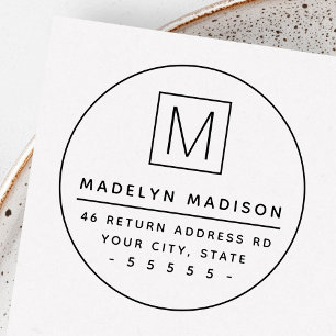 Monogram inledande minsta runda returadress stämpel